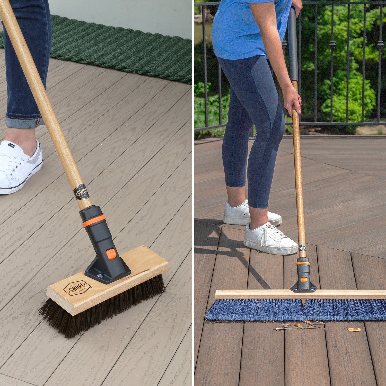 Push Broom Multi-Surface Outdoor Broom with Stiff Bristles for Sidewalk  Driveway Yard Patio Decks Garage Cleaning